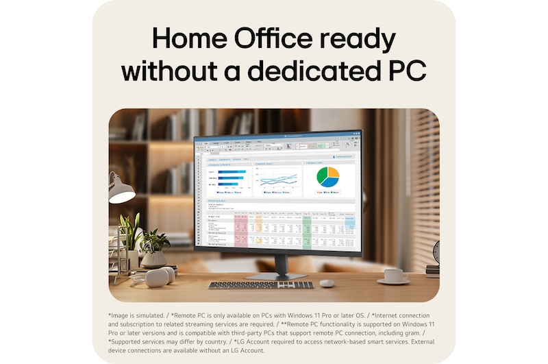 LG Smart Monitor využívaný pro produktivitu v domácí kanceláři.