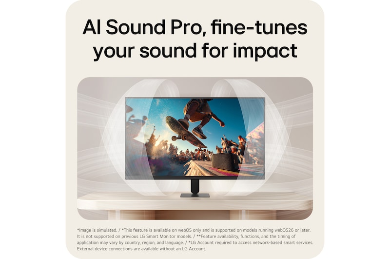 LG Smart Monitor s pohlcující vizualizací zvuku.