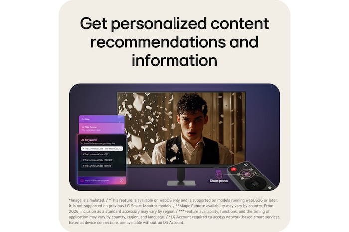 LG Smart Monitor zobrazující rozhraní personalizovaného obsahu.