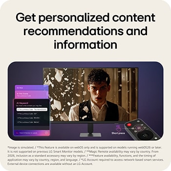 LG Smart Monitor zobrazující rozhraní personalizovaného obsahu.
