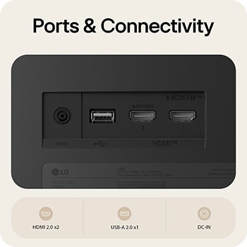 Detailní záběr na zadní porty LG Smart Monitor.