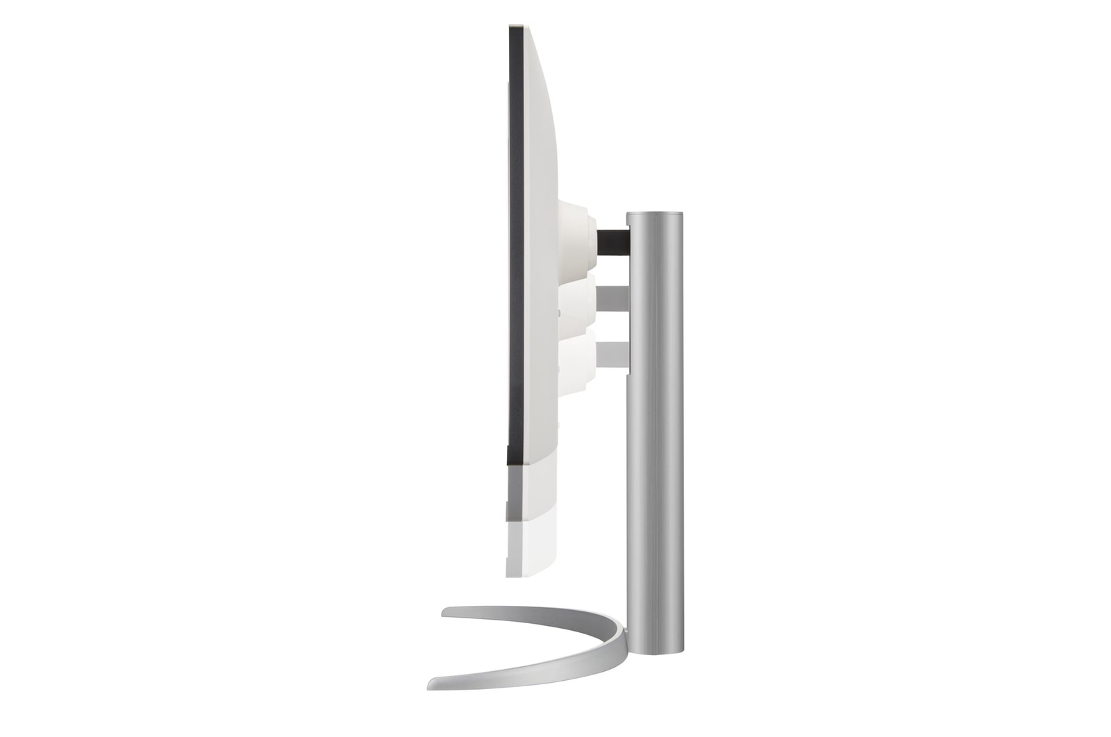 side view of the monitor moving downwards for height adjustment