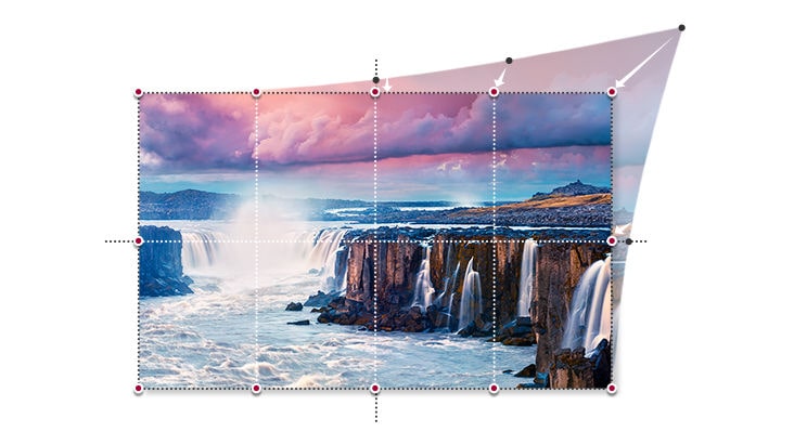 12 bodů pro korekci obrazu.