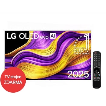 Čelní pohled na 83" LG OLED evo AI G5 4K Smart TV 2025 verze pro montáž na stěnu | 5 let záruka na OLED panel OLED83G55LW