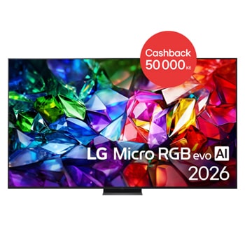 Čelní pohled na 100 " LG Micro RGB evo AI MRGB96 4K Smart TV 2026 100MRGB96B6