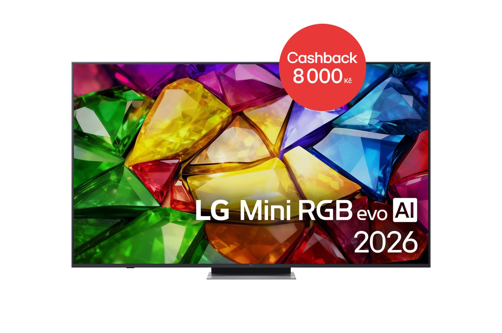 Čelní pohled na 75" LG Mini RGB evo AI MRGB88 4K Smart TV  2026 75MRGB88B6B