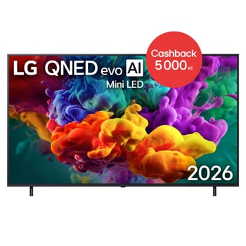 Čelní pohled na 75" LG QNED evo AI QNED85 Mini LED 4K Smart TV 2026 75QNED85B6B