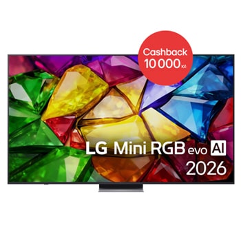 Čelní pohled na 86" LG Mini RGB evo AI MRGB88 4K Smart TV  2026 86MRGB88B6B