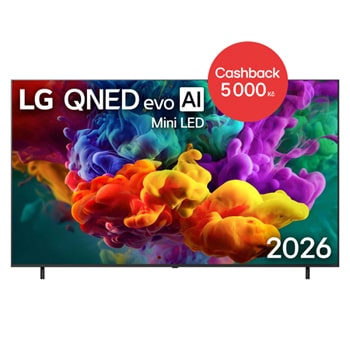 Čelní pohled na 86" LG QNED evo AI QNED85 Mini LED 4K Smart TV 2026 86QNED85B6B