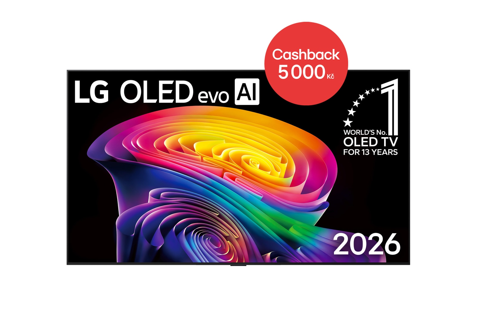 Čelní pohled na 55" LG OLED evo AI C6 4K Smart TV 2026 OLED55C6ELB
