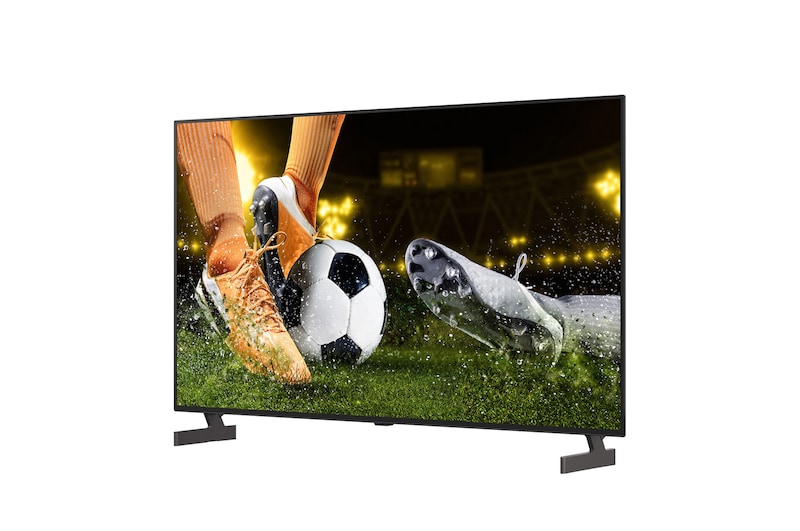 LG OLED AI B6E vyobrazený zepředu a z boku vyniká 55" displejem s šířkou obrazovky 1228 mm, celkovou výškou 708 mm a ultratenkým profilem 45,9 mm bez stojanu.