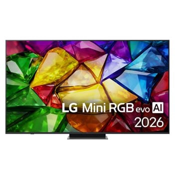 Čelní pohled na 75" LG Mini RGB evo AI MRGB86 4K Smart TV  2026 75MRGB86B6A