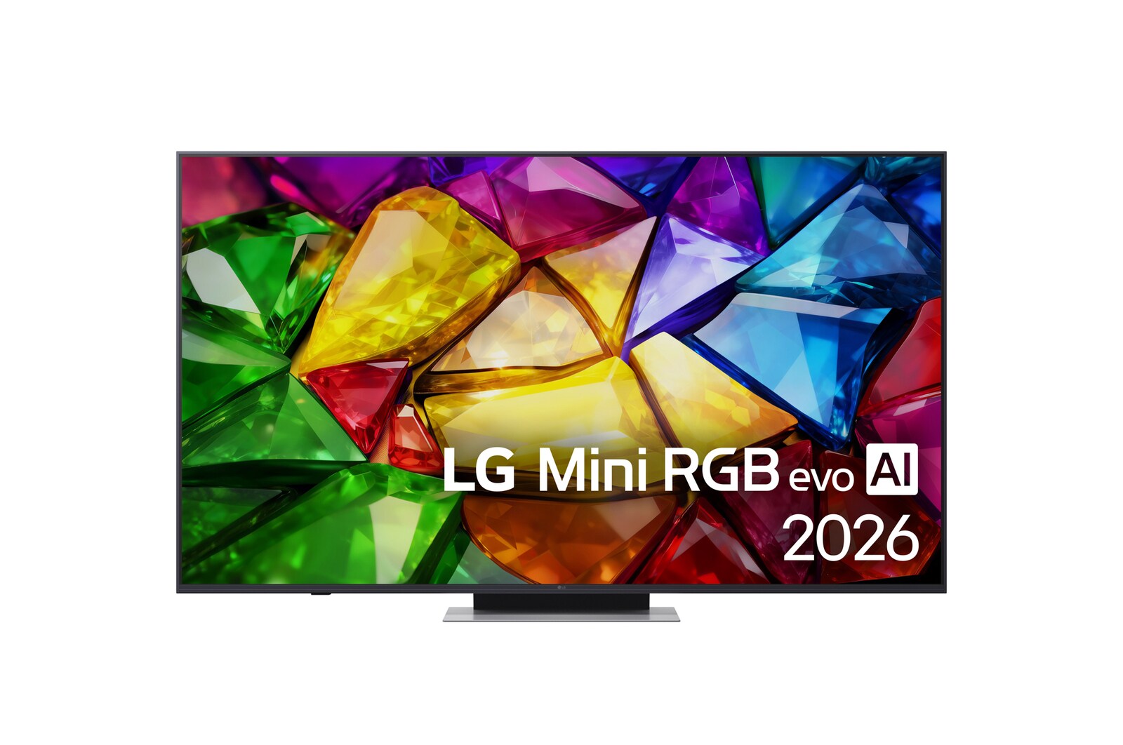 Čelní pohled na 65" LG Mini RGB evo AI MRGB87 4K Smart TV  2026 65MRGB87B6B