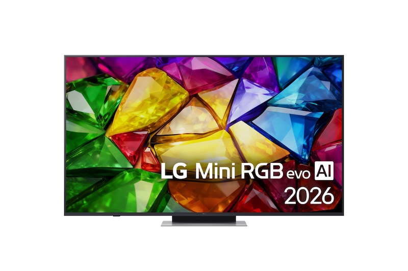 Čelní pohled na 65" LG Mini RGB evo AI MRGB87 4K Smart TV  2026 65MRGB87B6B
