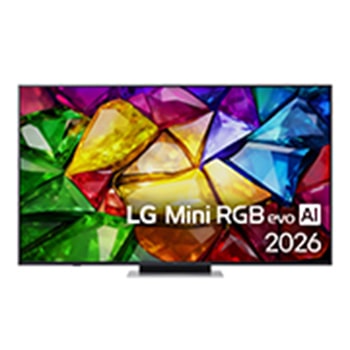 Čelní pohled na 65" LG Mini RGB evo AI MRGB87 4K Smart TV  2026 65MRGB87B6B