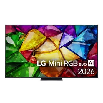 Čelní pohled na 75" LG Mini RGB evo AI MRGB87 4K Smart TV  2026 75MRGB87B6B