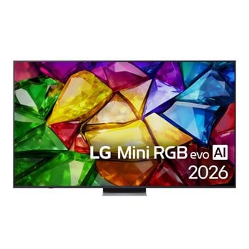 Čelní pohled na 86" LG Mini RGB evo AI MRGB87 4K Smart TV  2026 86MRGB87B6B