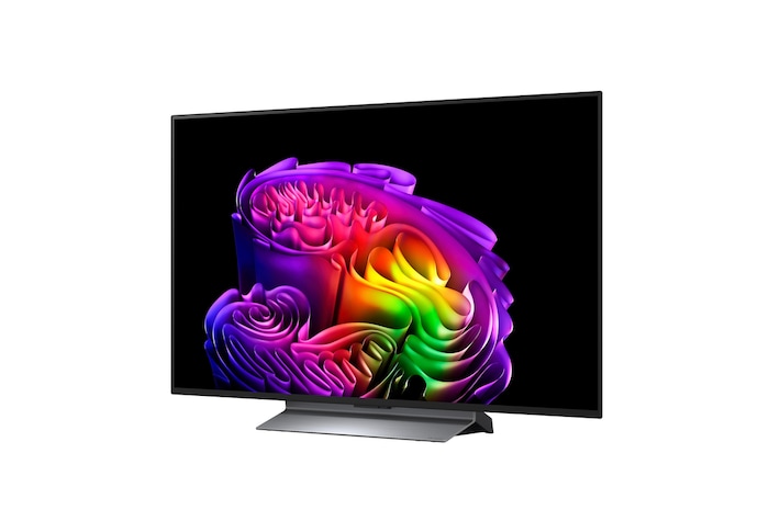 Přední pohled na model LG OLED evo AI G6, který byl uveden na trh v roce 2026, zobrazuje obraz vrstvených, vícebarevných tvarů s technologií Hyper Radiant Color Tech, Perfect Black & Perfect Color a označením „Světová jednička mezi OLED TV již 13 let“.