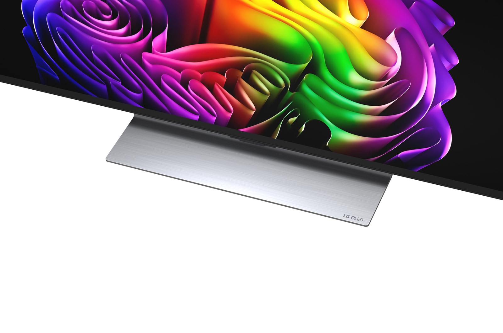 LG OLED evo AI G6 vyobrazený zepředu a z boku má 48" displej s úhlopříčkou 1071 mm, výškou obrazovky 620 mm, výškou se stojanem 675 mm, hloubkou 46,9 mm a rozměry stojanu 470 x 230 mm.