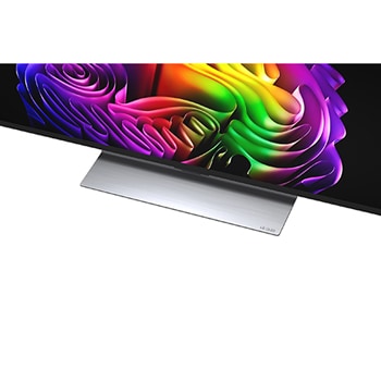 LG OLED evo AI G6 vyobrazený zepředu a z boku má 48" displej s úhlopříčkou 1071 mm, výškou obrazovky 620 mm, výškou se stojanem 675 mm, hloubkou 46,9 mm a rozměry stojanu 470 x 230 mm.