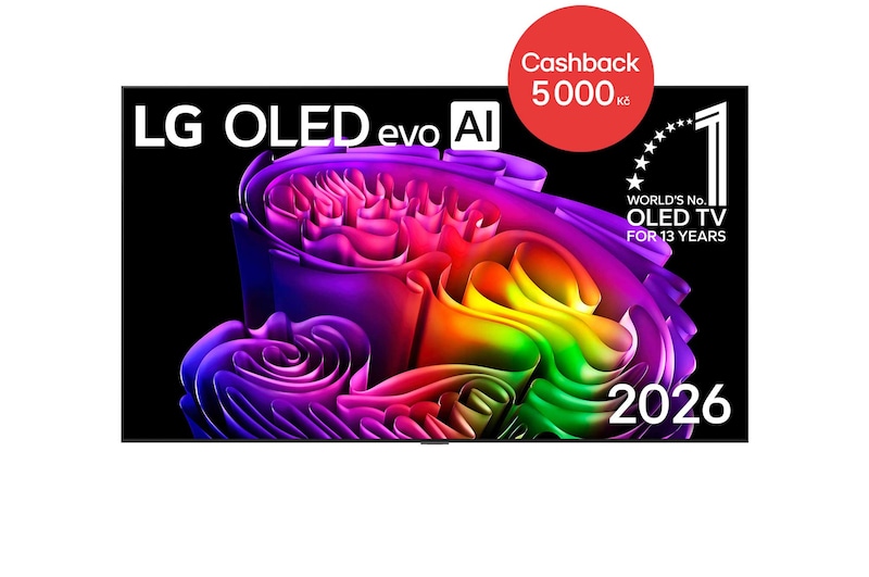 Čelní pohled na 55" LG OLED evo AI G6 4K Smart TV 2026 OLED55G66LS