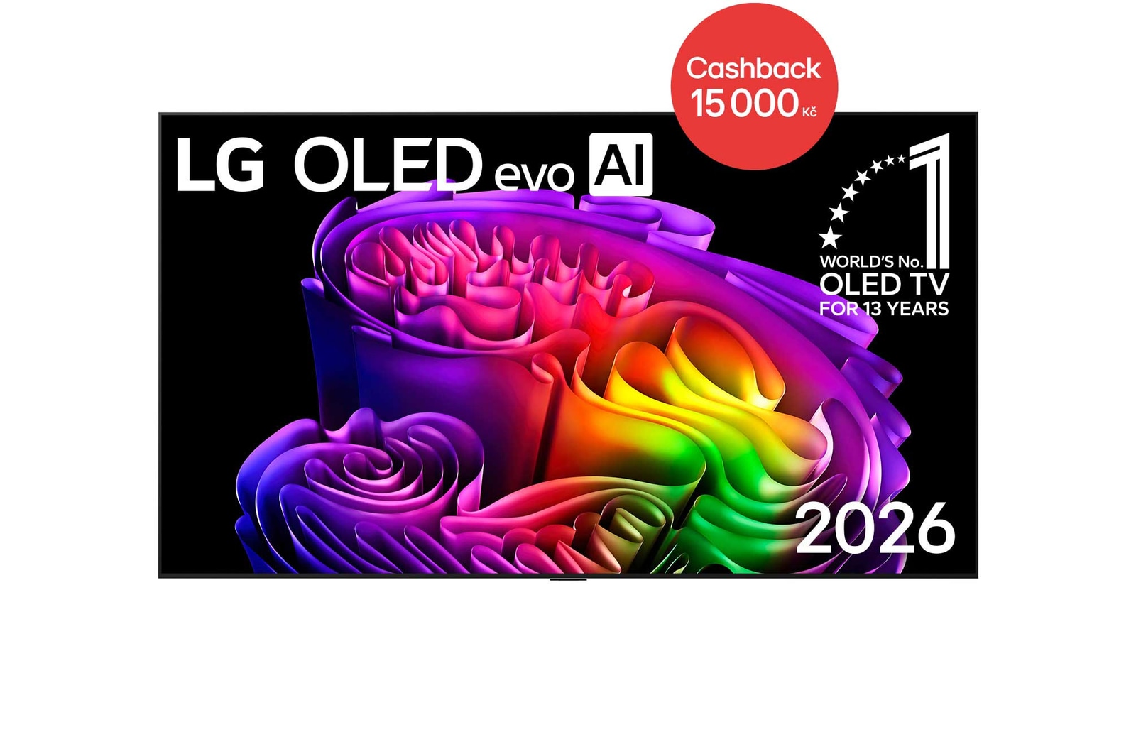 Čelní pohled na 65" LG OLED evo AI G6 4K Smart TV 2026 OLED65G66LS
