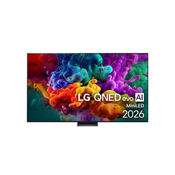 Čelní pohled na 100" LG QNED evo AI QNED87 Mini LED 4K Smart TV 2026 100QNED87B6