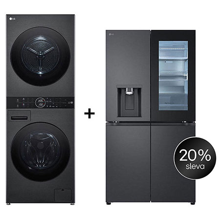 SET - LG WashTower WT1210BBF + Chladnička InstaView™ GMG960EVEE