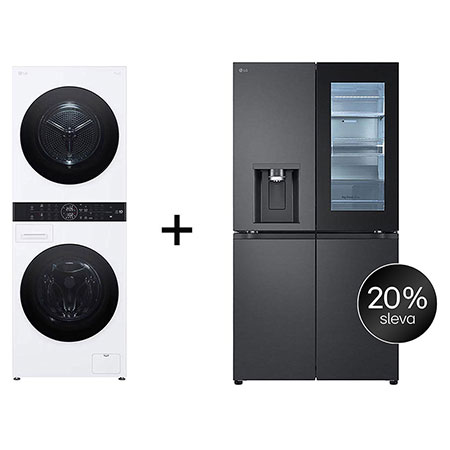 SET - LG WashTower WT1210WWF + Chladnička InstaView™ GMG960EVEE