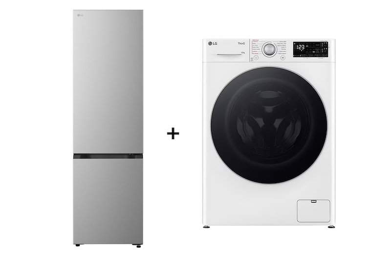 Čelní pohled na SET | LG Chadnička GBBS322BPY + LG Pračka FASR3A04WS RFWMSET2