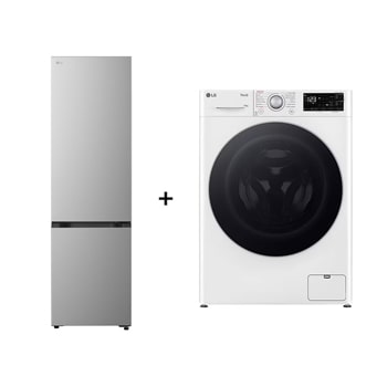Čelní pohled na SET | LG Chadnička GBBS322BPY + LG Pračka FASR3A04WS RFWMSET2