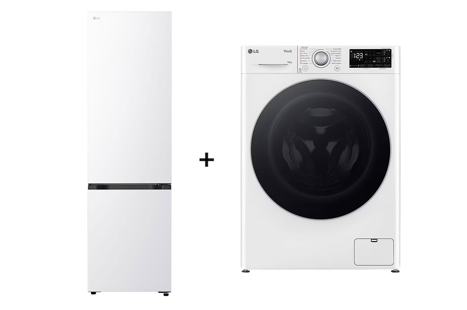Čelní pohled na SET | LG Chadnička GBBS322BSW + LG Pračka FASR3A04WS RFWMSET3