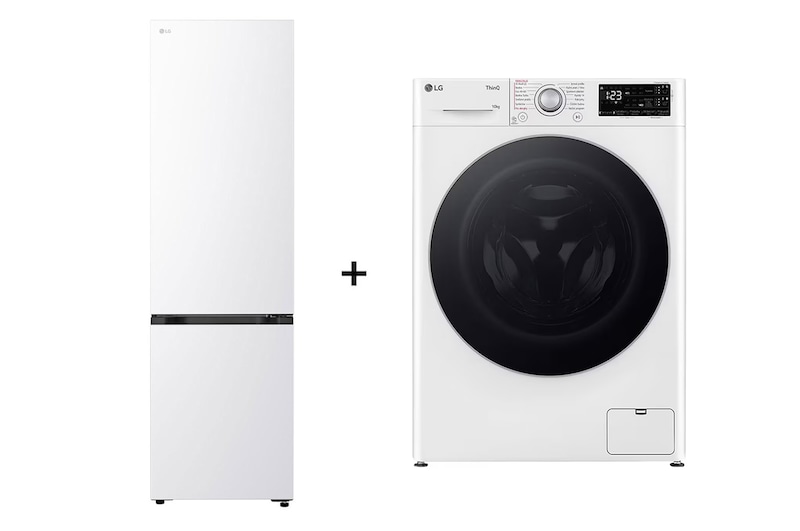 Čelní pohled na SET | LG Chadnička GBBS322BSW + LG Pračka FASR3A04WS RFWMSET3