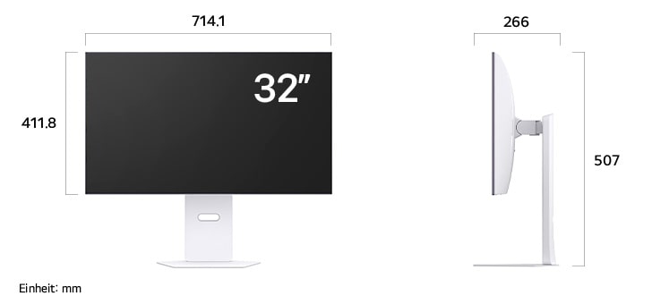 Maßansicht des LG UltraGear™ Gaming Monitor 34-inch mit 784.1×470.4-580.4×291.8mm inkl. Standfuß; Panelhöhe 358.3mm.