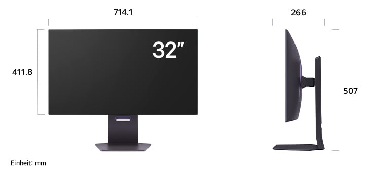 Maßansicht des LG UltraGear™ Gaming Monitor 34-inch mit 784.1×470.4-580.4×291.8mm inkl. Standfuß; Panelhöhe 358.3mm.