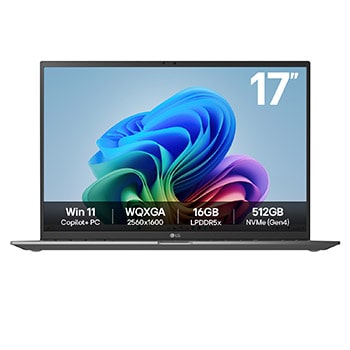 LG gram 17 Zoll | Leichter Intel® Lunar Lake-Laptop | Windows 11, gram AI, Copilot + PC, LG gram Link, blendfreies WQXGA 16:10 IPS-Display, 17Z90TL-G.AU8BG