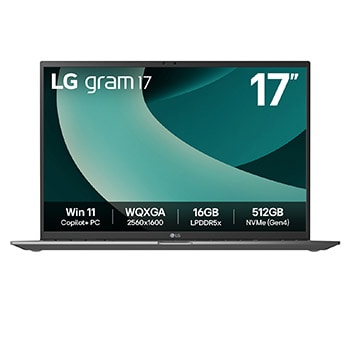 LG gram 17 Zoll | Leichter Intel® Lunar Lake-Laptop | Windows 11, gram AI, Copilot + PC, LG gram Link, blendfreies WQXGA 16:10 IPS-Display, 17Z90TL-G.AU8BG