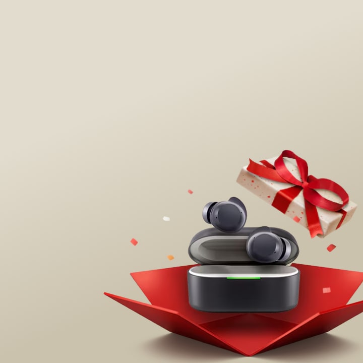 Werbebild mit LG xboom Buds und dem Text: „Kaufen & Chance auf 15x LG xboom Buds sichern - nur während der Member Days!“