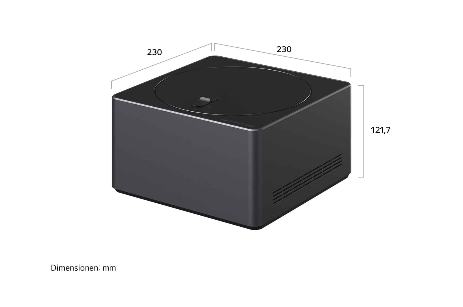 Zero Connect Box mit den entsprechenden Größenangaben in Millimetern. 