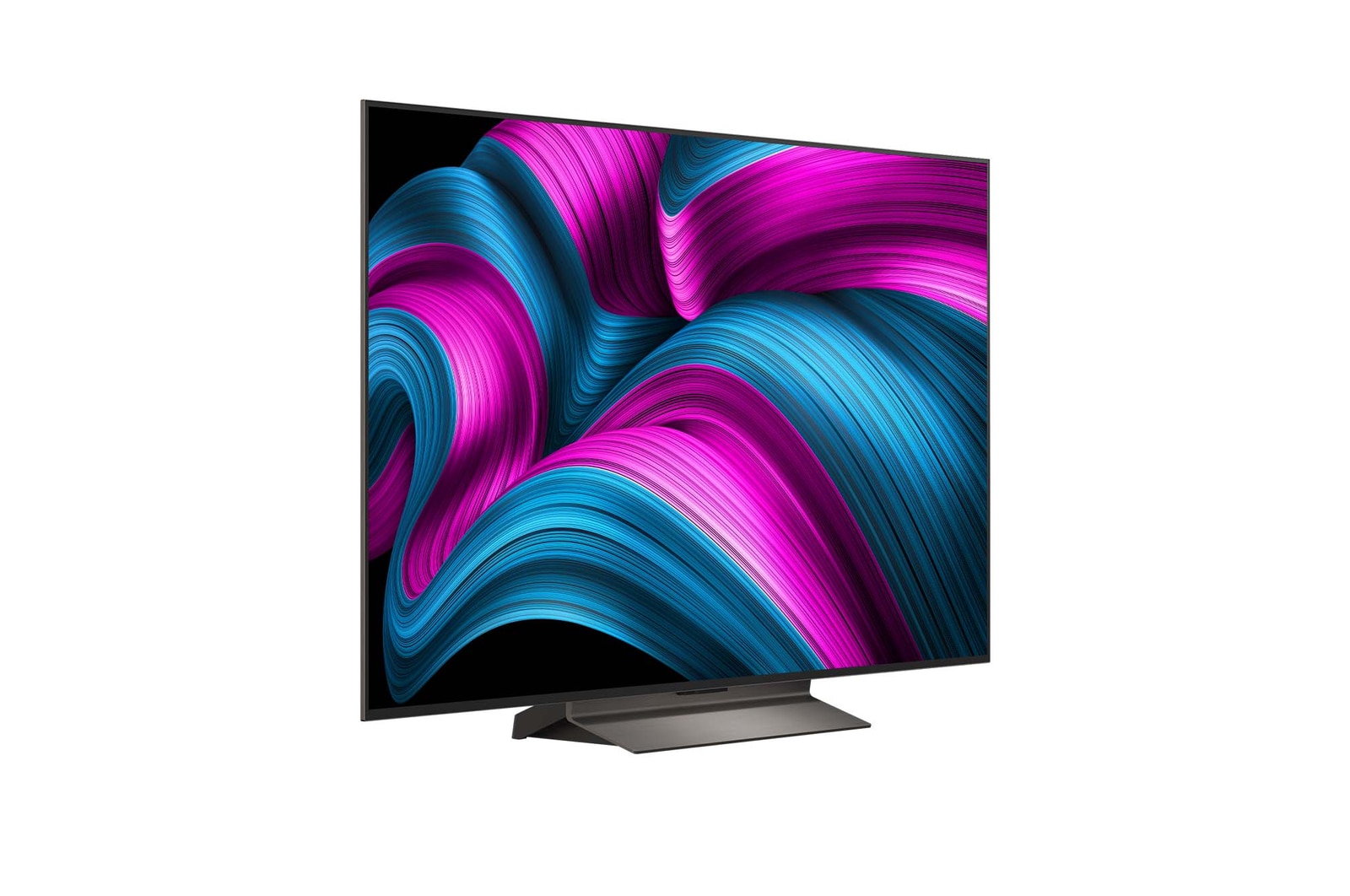 Leicht seitliche Ansicht des LG OLED evo AI C5 4K Smart TV.