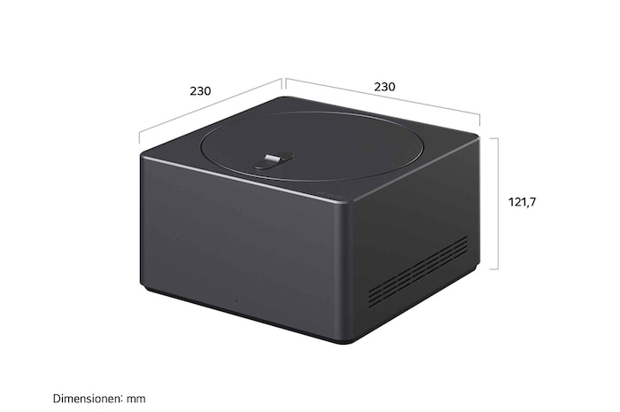 Zero Connect Box mit den entsprechenden Größenangaben in Millimetern.