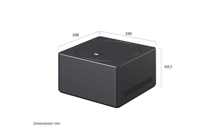 Zero Connect Box mit den entsprechenden Größenangaben in Millimetern. 