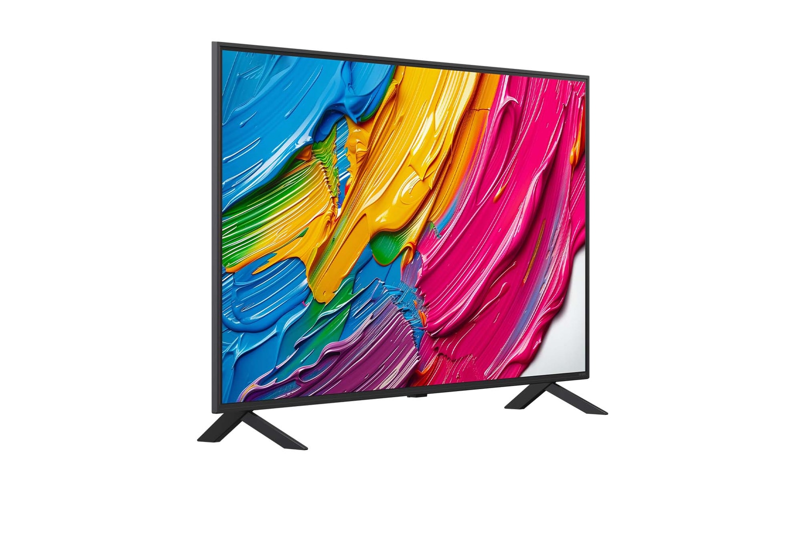 Leicht abgewinkelte Seitenansicht des LG QNED TV von rechts