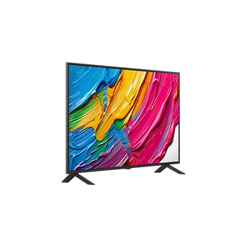 Leicht abgewinkelte Seitenansicht des LG QNED TV von rechts