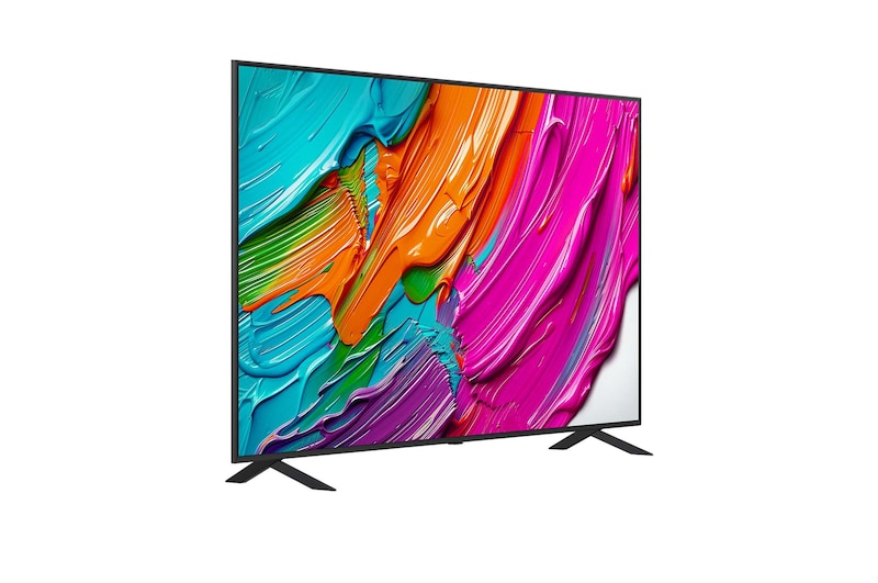 Leicht abgewinkelte Seitenansicht des LG QNED TV von rechts