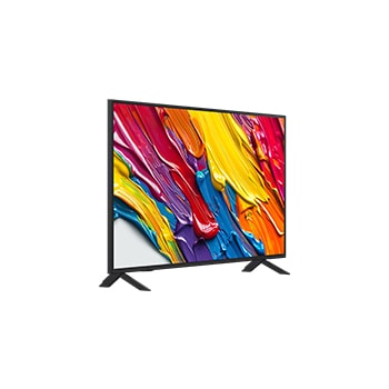 Leicht abgewinkelte Seitenansicht des LG QNED TV von rechts
