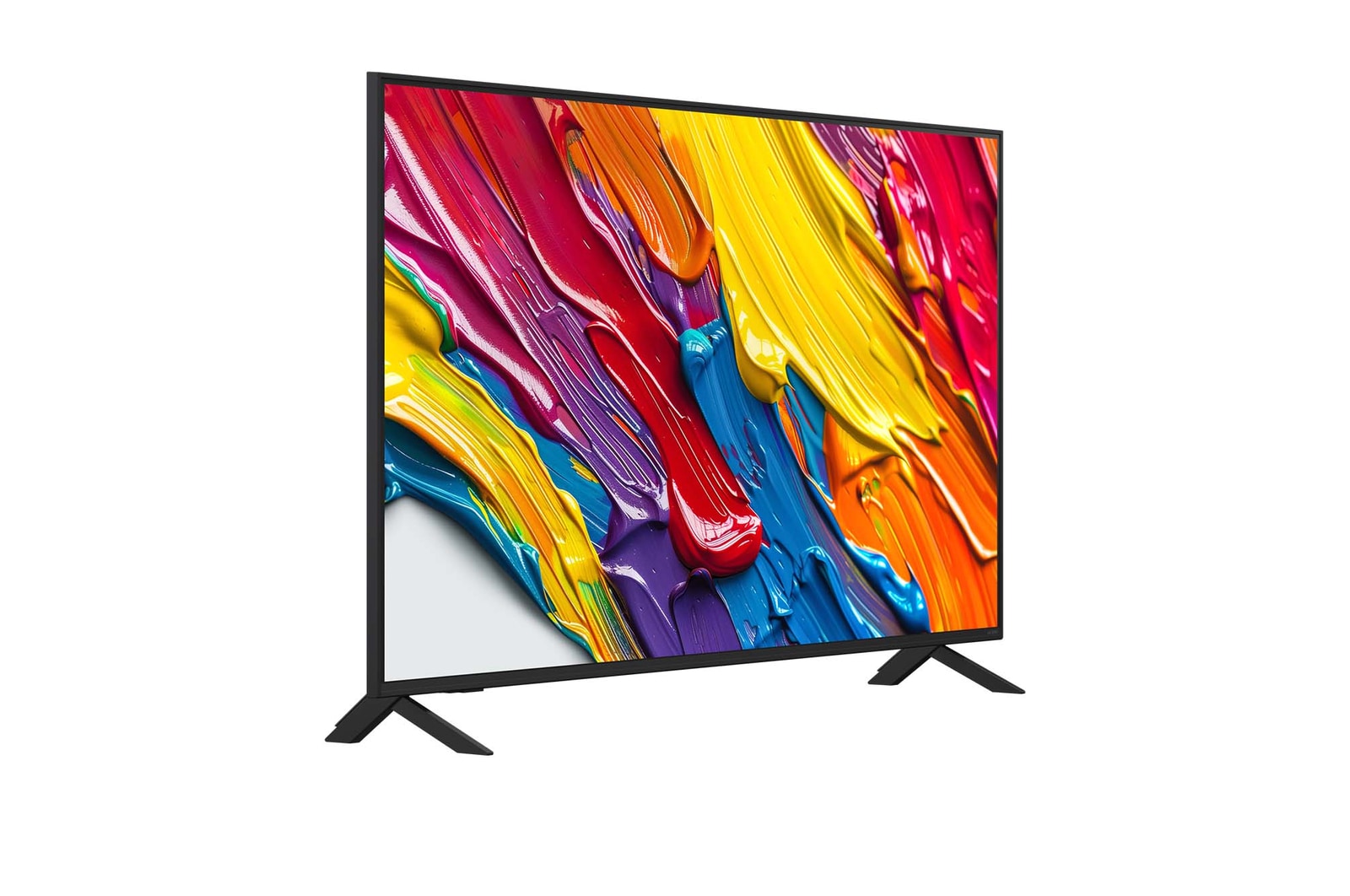 Leicht abgewinkelte Seitenansicht des LG QNED TV von rechts