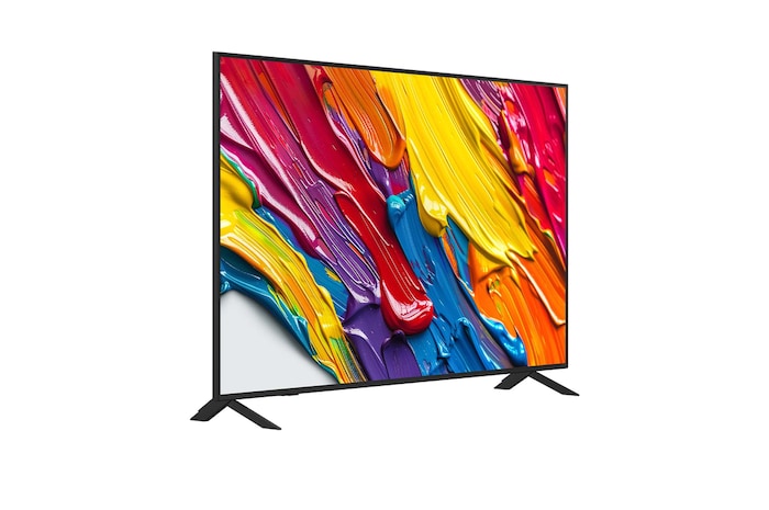 Leicht abgewinkelte Seitenansicht des LG QNED TV von rechts