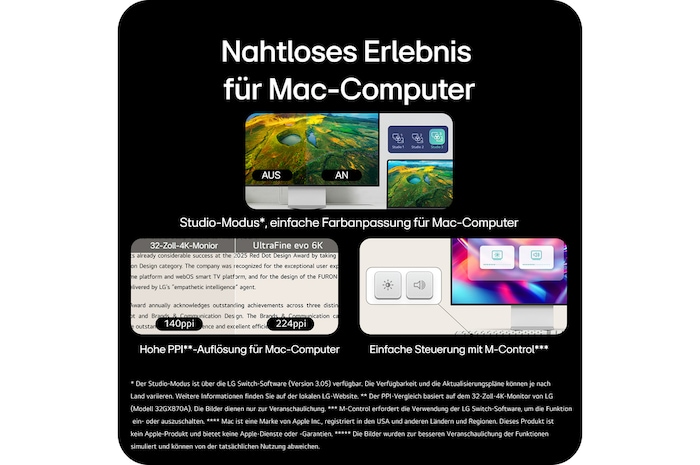 LG UltraFine™evo 32 Zoll 6K Nano IPS Black mit Thunderbolt™ 5, 32U990A-S