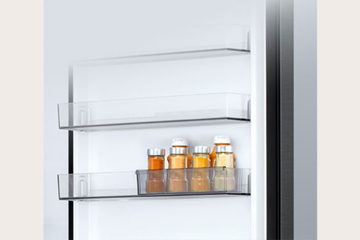 LG Unterer Gefrierschrank (GBBS726CPY) innen mit transparentem Mini-Schiebetürkorb für sechs kleine Saucenflaschen	